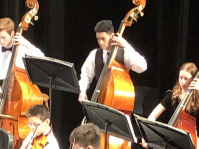 Students playing bass cello