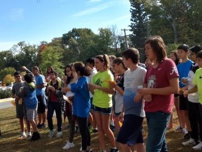 image of students participating in the land run event