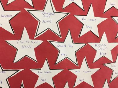 image of stars with names of veterans written on them